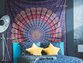 Blue Mandala Tapestry Hippie Queen Bedspread Tapestries Wall Hanging