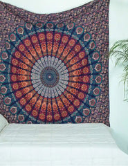 Bohemian Mandala Tapestry Peacock Queen Bedspread Boho Wall Tapestries