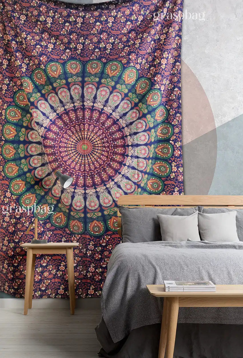 Boho Mandala Tapestry Hippie Twin Bedspread Gypsy Beach Throw