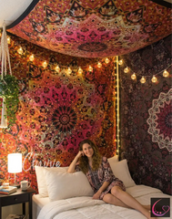 Celestial Elephant Mandala Wall Hanging Tie Dye Star Ceiling Tapestry Hippie Queen Bedspread Throw