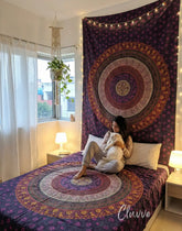 Chakra Medallion Twin Tapestry Bohemian Bedspread Hippie Wall Hanging Throw