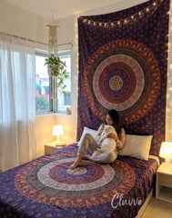 Chakra Medallion Twin Tapestry Bohemian Bedspread Hippie Wall Hanging Throw