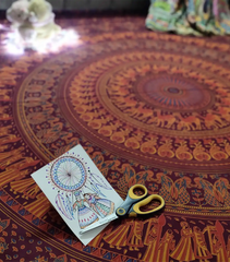 Indian Elephant Mandala Tapestry Boho Chic Wall Decor Queen Size Bedspread