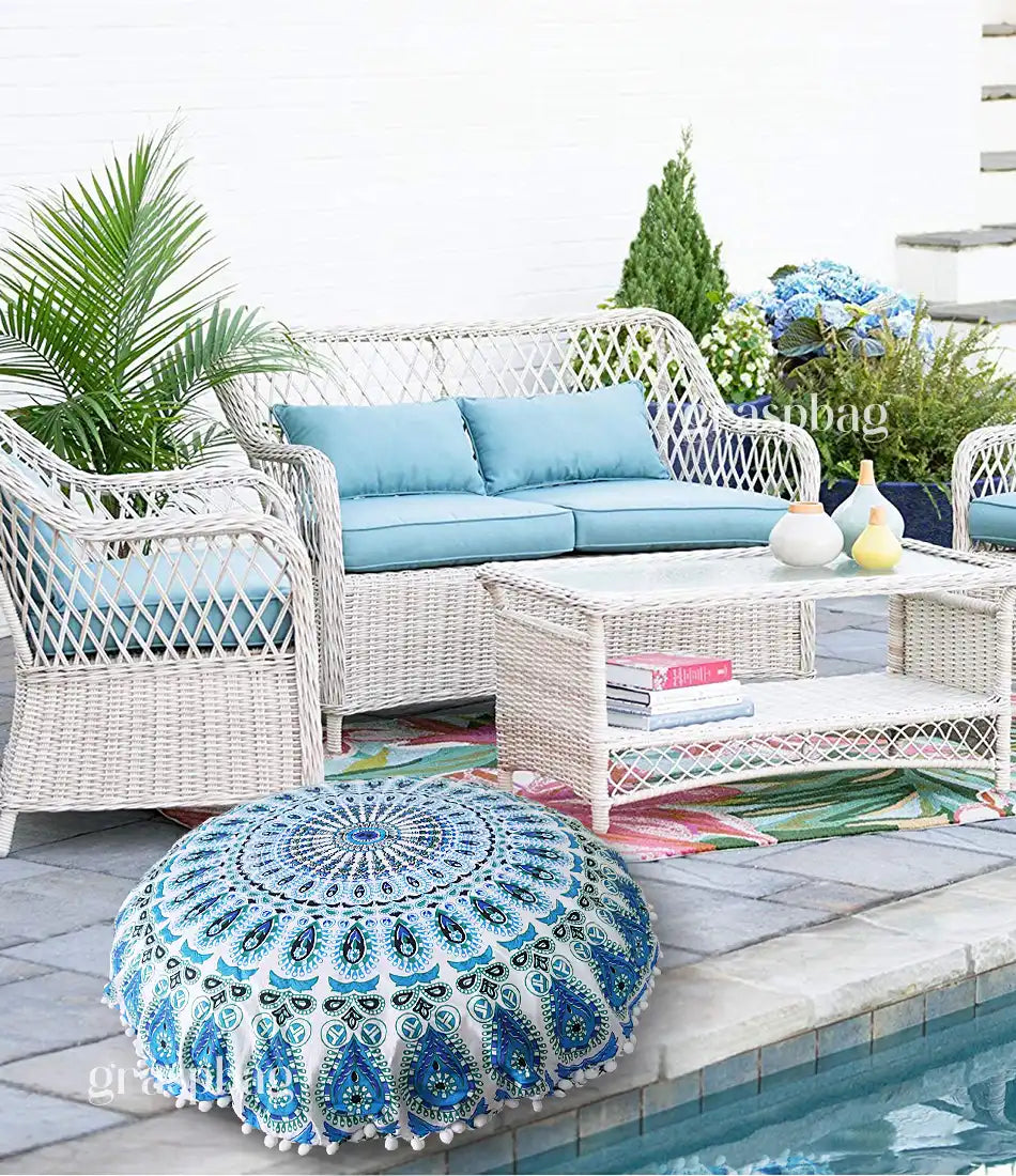 Mandala Floor Cushion Cover Turquoise Pillow Cover Cushion Kids Seating