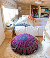 Mandala Pouf Cover Bohemian Kids Seating Floor Cushion Cover Ottoman Pillow Pink Red