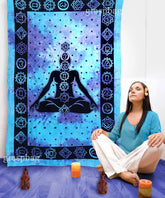 Meditation Buddha Tapestry Tie Dye Twin Bedspread Hippy College Dorm Decor