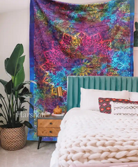 Multi Star Tapestry Indian Elephant Bedspread Boho Tapestries