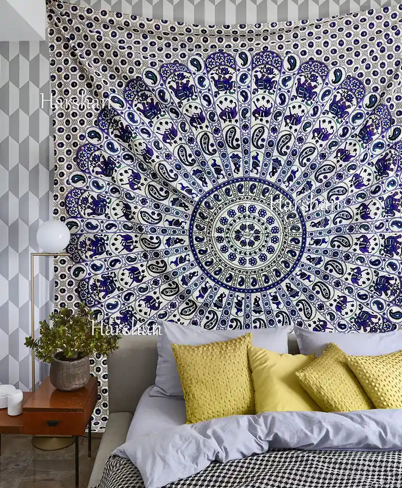 Paisley Mandala Tapestry Camel Queen Bedspread Boho Decor Wall Hanging