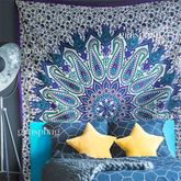 Purple Paisley Tapestry Lotus Mandala Tapestries Bohemian Wall Hanging Queen Bedspread