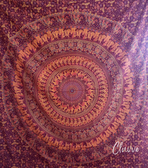 Peacock Elephant Mandala Tapestry Bohemian Wall Hanging Queen Size Bedspread Decor
