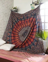 Peacock Mandala Tapestry Hippy Queen Bedspread Bohemian Wall Tapestries
