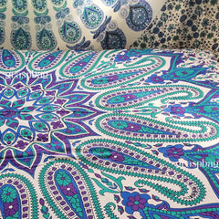 Purple Paisley Tapestry Lotus Mandala Tapestries Wall Decor Queen Bedspread Closeup