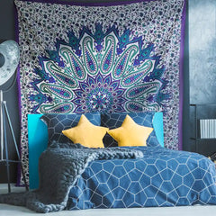 Purple Paisley Tapestry Lotus Mandala Tapestries Wall Hanging Queen Bedspread