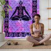 Purple Tie Dye Buddha Tapestry Meditating Sage Twin Bedspread Boho Table Cover