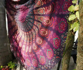 Pink mandala round tapestry for boho home decor, tablecloth, or beach throw