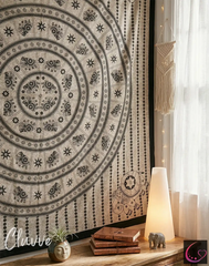 Zen Elephant Mandala Tapestry Queen Bedspread Meditation Room Yoga Studio Decor