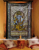 Lord Ganesha Tapestry Wall Hanging Twin Bedspread Indian Boho Home Decor