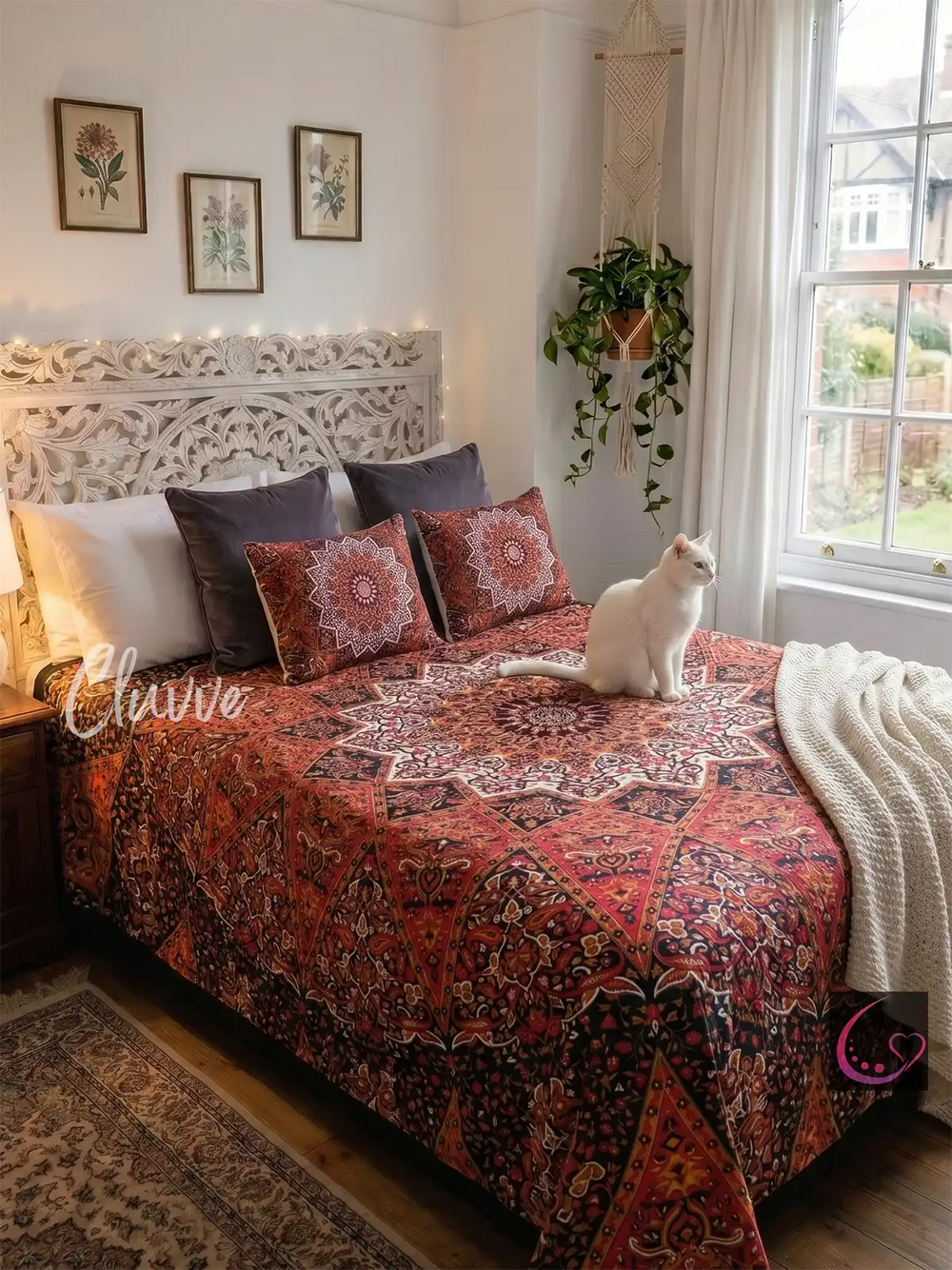 Black & Gold Star Mandala Elephant Tapestry Boho Wall Hanging Queen Bedspread