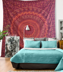 Bohemian Elephant Mandala Wall Tapestry Peacock Queen Bedspread Wall Decor Boho Art