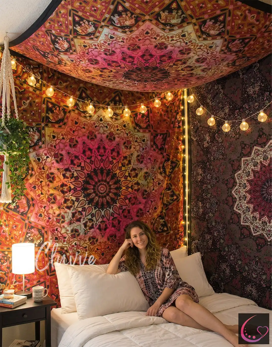 Celestial Elephant Mandala Wall Hanging Tie Dye Star Ceiling Tapestry Hippie Queen Bedspread Throw