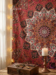 Celestial Star Elephant Mandala Wall Hanging Indian Cotton Queen Bedspread