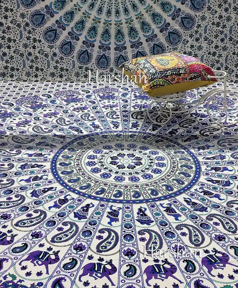 Elephant Mandala Tapestry Hippie Queen Bedspread Camel Bohemian Throw Bedding