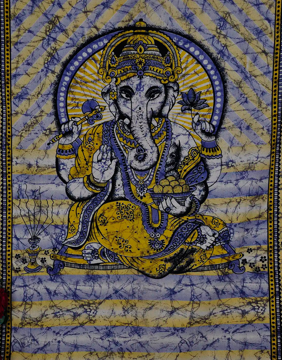 Ganesha Elephant Twin Bedspread Bohemian Meditation Altar Cloth Hindu God Wall Poster
