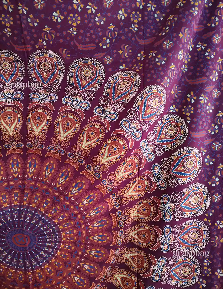 Wine Gypsy Mandala Tapestry Bohemian Twin Bedspread Hippy Wall Decor