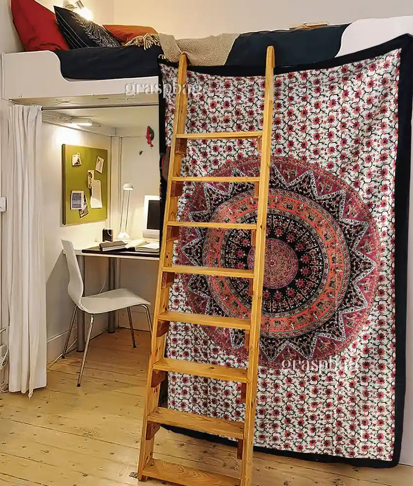 Hippie Mandala Tapestry Indian Elephant Wall Hanging Twin Bedsheet Red Orange
