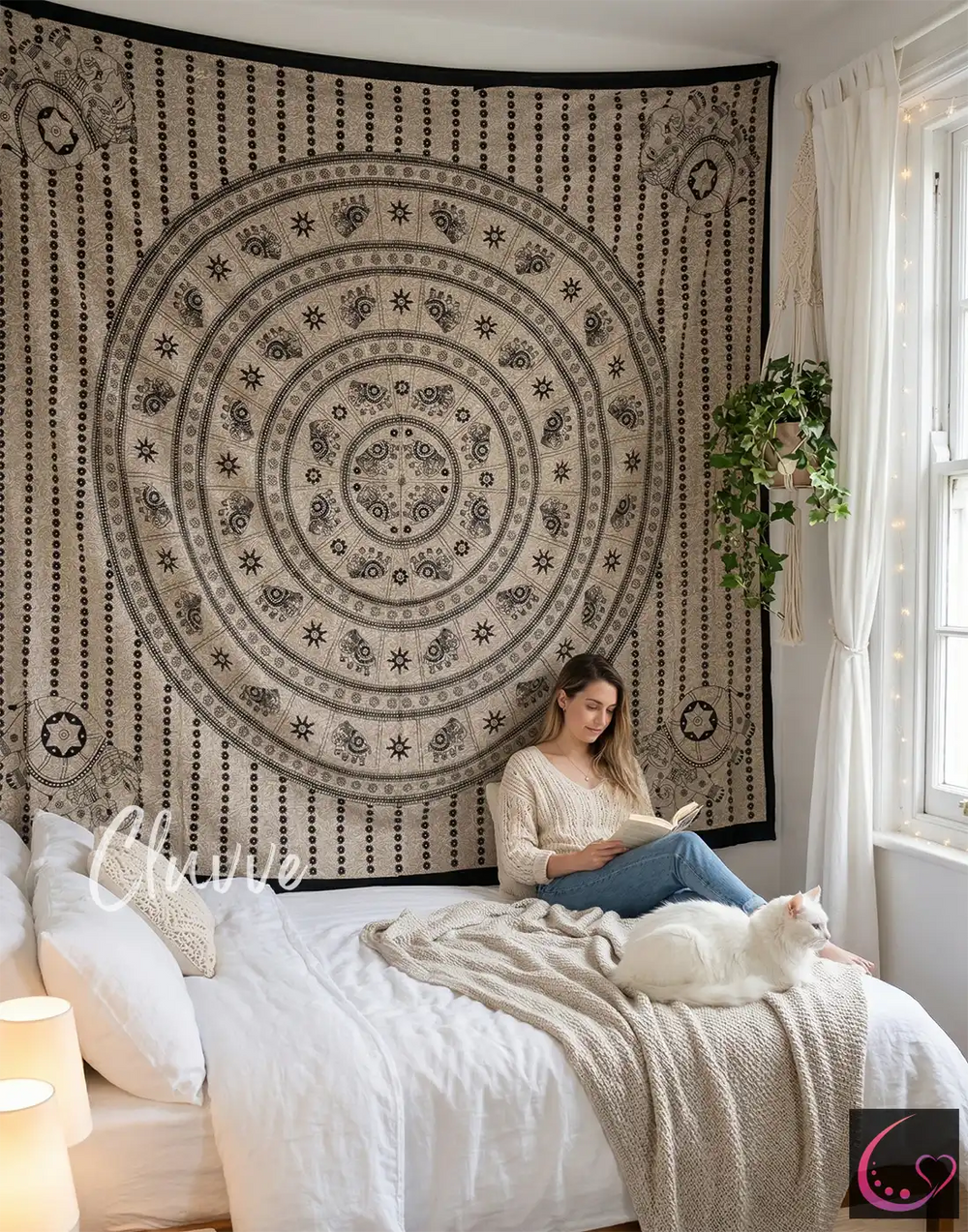 Indian Elephant Tapestry Mandala Batik Wall Hanging Hippie Bedspread Queen Size Throw