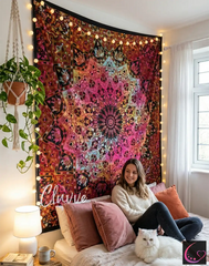 Indian Mandala Queen Bedspread Tie-Dye Ceiling Elephant Tapestry Star Throw