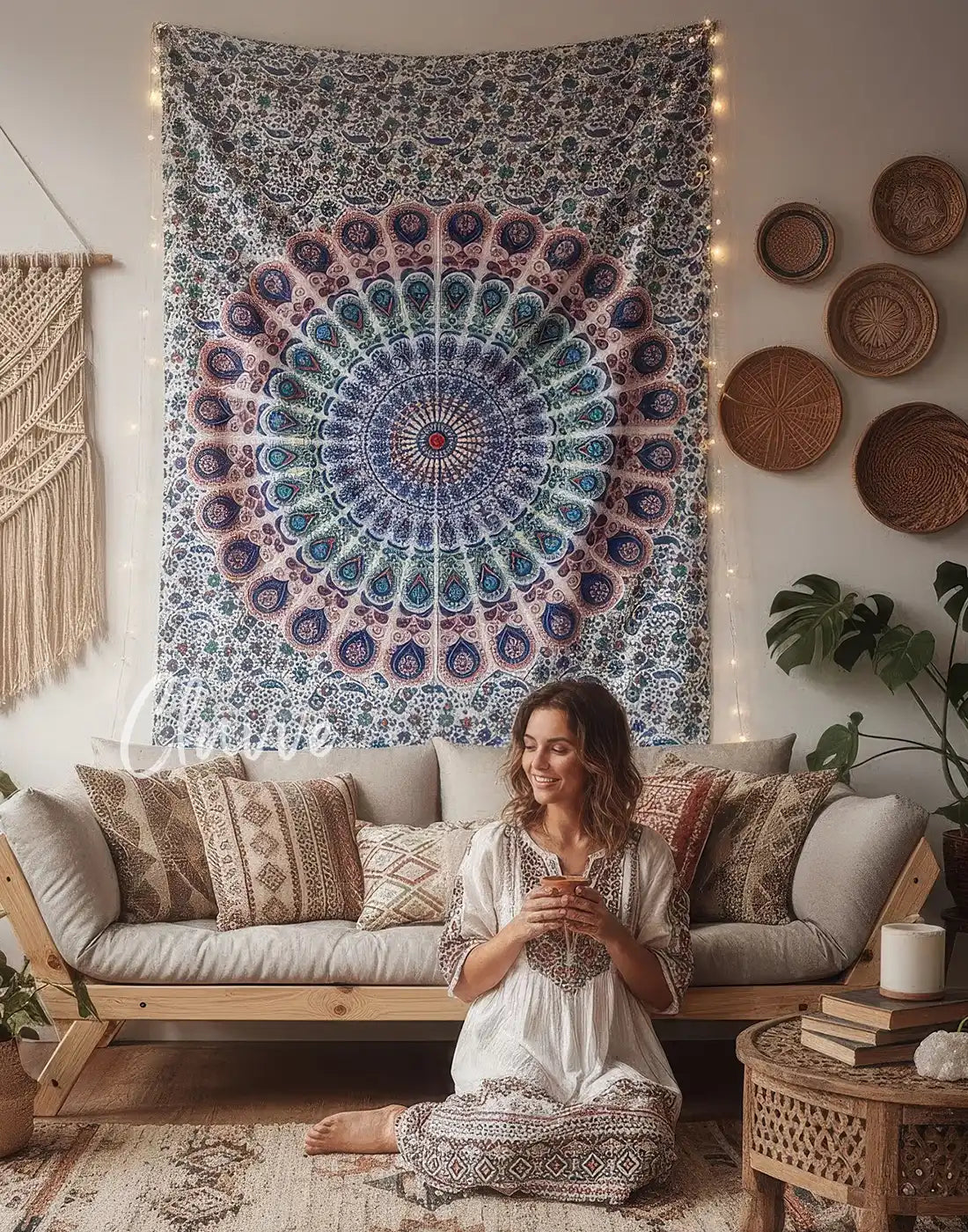 Lotus Mandala Tapestry Twin Bedspread Indian Hippie Bohemian Wall Hanging