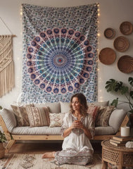 Lotus Mandala Tapestry Twin Bedspread Indian Hippie Bohemian Wall Hanging