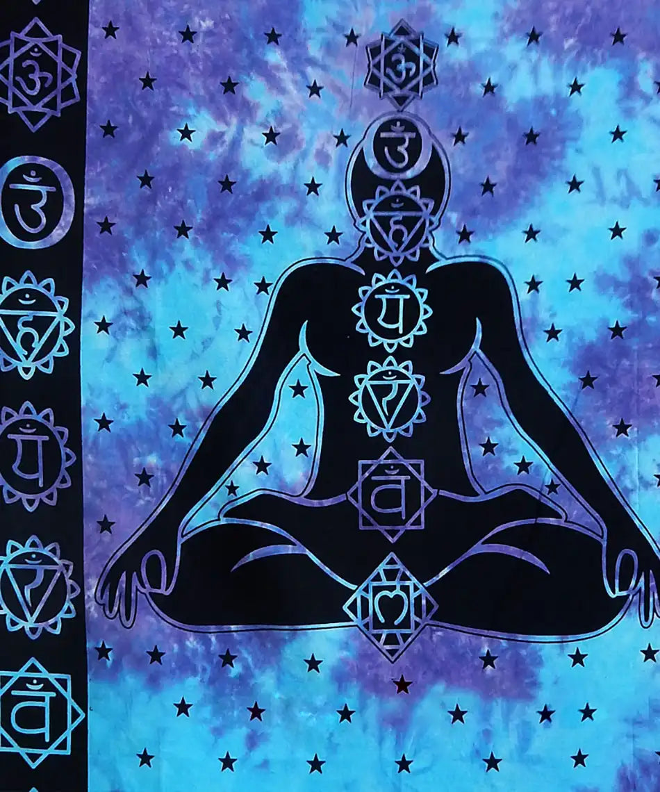 Meditation Buddha Tapestry Tie Dye Twin Bedspread Closeup