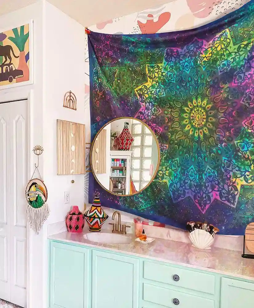 Multi Star Tapestry Indian Elephant Bedspread Boho Wall Tapestries