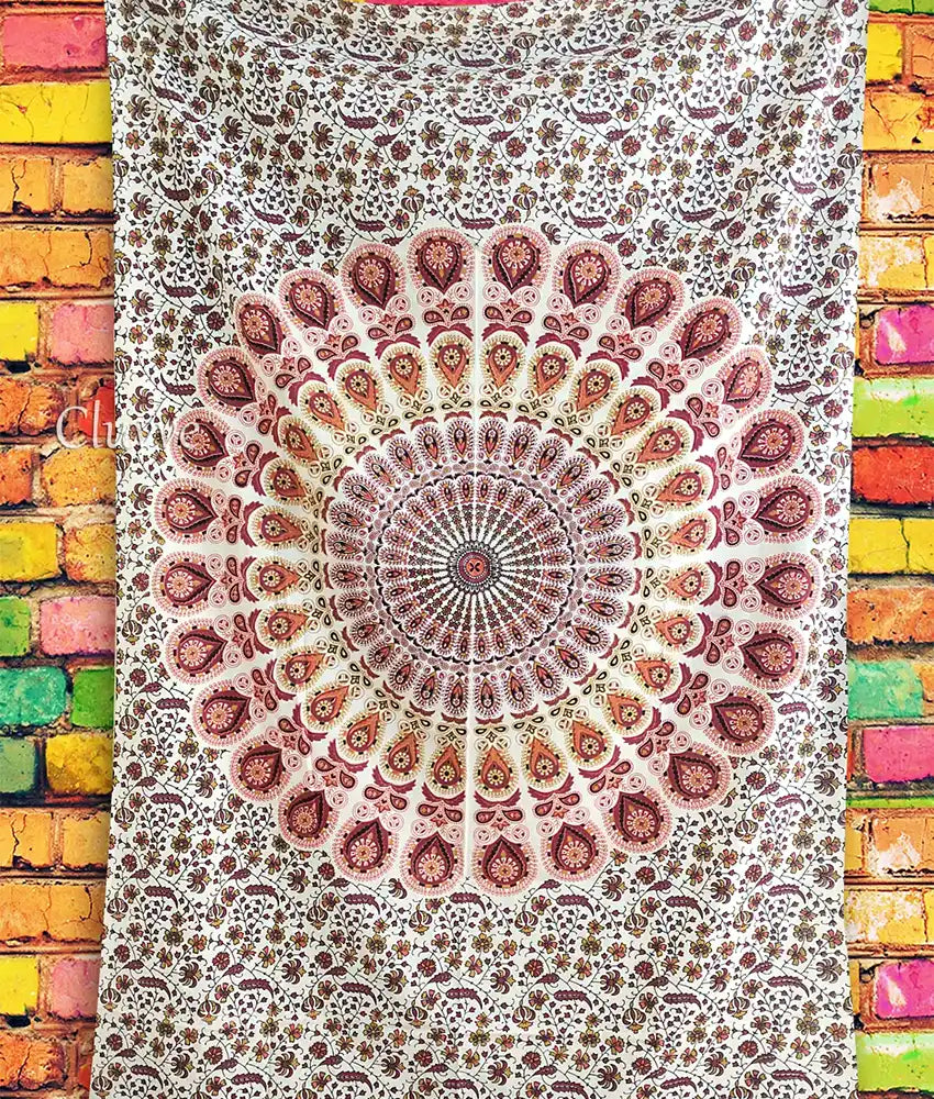 Mustard Bohemian Mandala Tapestry Ethnic Hippie Twin Bedspread Wall Decor Hanging Cluvve