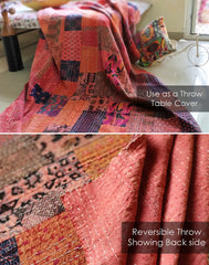 Patchwork Kantha Quilt Throw Table Coverlet Twin Bedspread