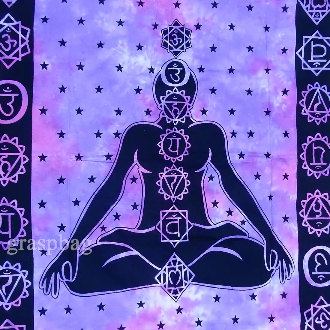 Purple Tie Dye Buddha Tapestry Meditating Sage Twin Bedspread Boho College Dorm