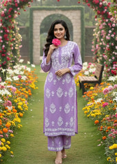 Soft Modal Chikankari Kurti Palazzo Set for Women Girls Festive Casual Wear