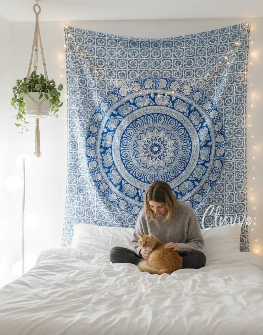 Turquoise Indian Mandala Wall Hanging Hippie Elephant Twin Bedspread Meditation Throw