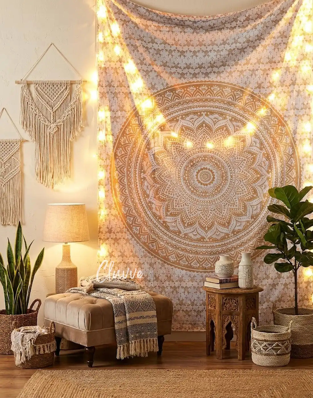 Twin Golden Tapestry Boho Mandala Bedspread Hippie Beach Throw Ombre Wall Hanging