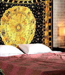 Zodiac Tapestry Celestial Wall Hanging Sun Moon Tapestries Twin bedspread