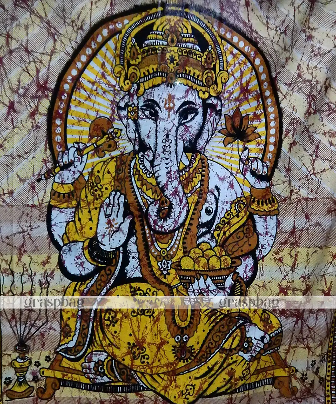 Indian God Ganesha Tapestry Wall Hanging Home Decor closeup